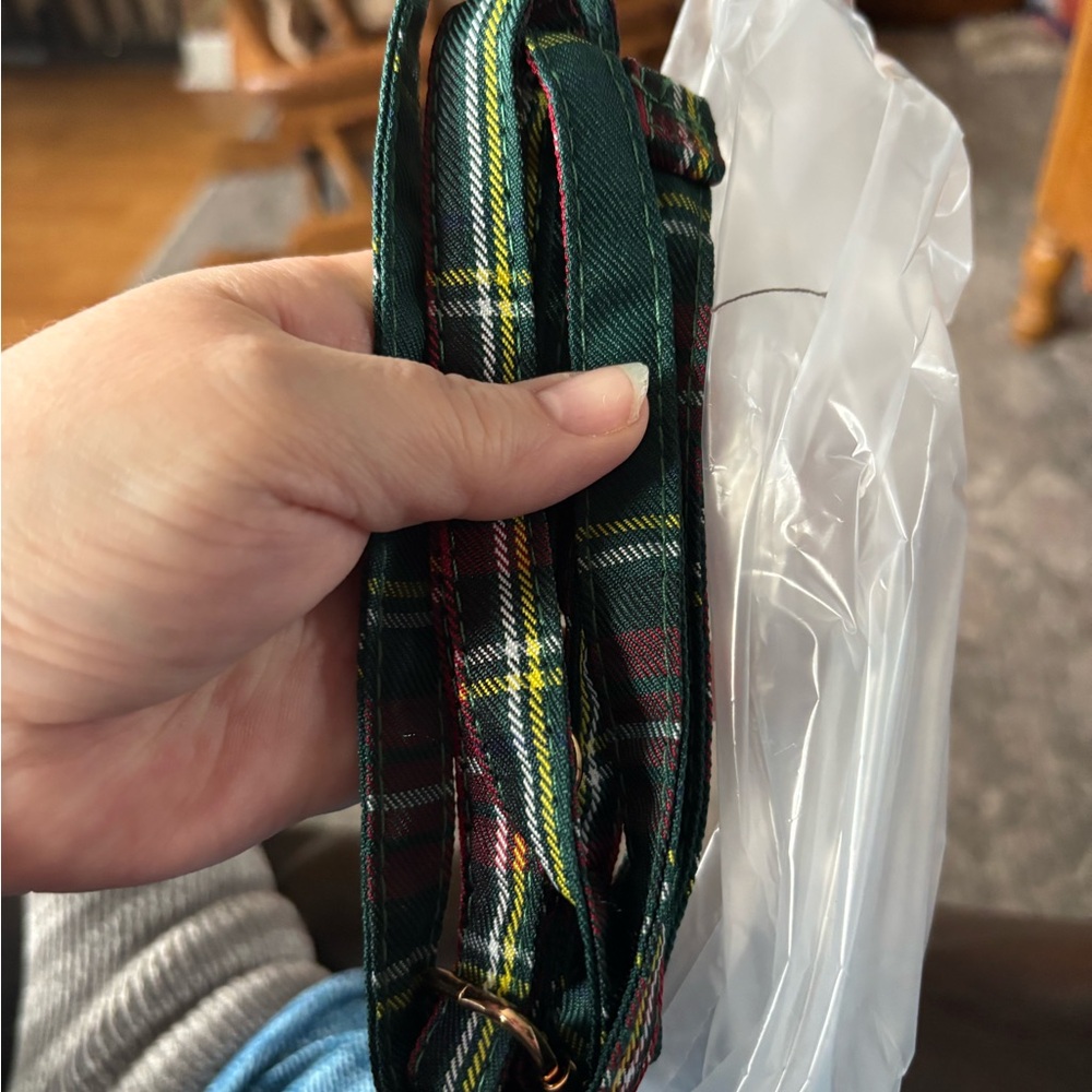 New green red Plaid Shoulder Bag messenger strap included zippered compartments - Picture 3 of 5
